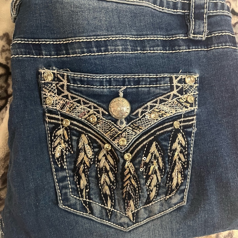 Women's Blue Embellished Jeans